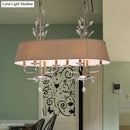 DecorBites™ Traditional Flaxen Fabric Pendant Lamp with Crystal Accents - 8-Light Island Hanging Fixture