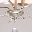 DecorBites™ Traditional Flaxen Fabric Pendant Lamp with Crystal Accents - 8-Light Island Hanging Fixture