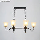 Traditional black and gold pendant ceiling lamp with white glass shades dining room