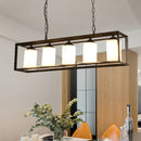 DecorBites™ Traditional Black/Brass Island Pendant Light with Opal Glass - 5/6 Lights