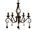 Traditional black crystal pendant chandelier – bedroom wrought iron light