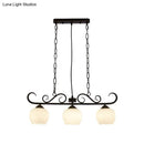 DecorBites™ Traditional Black Flower Island Lighting Fixture with Milky Glass - 3 Bulbs Dining Room Pendant Light