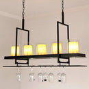 Traditional black marble pendant light with wine glass rack dining room