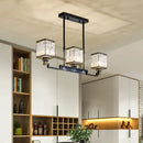 DecorBites™ Crystal Island Chandelier Light - Traditional Black Square Dining Room Lamp
