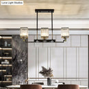 DecorBites™ Crystal Island Chandelier Light - Traditional Black Square Dining Room Lamp