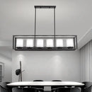 Traditional black rectangle frame pendant light dining room fixture