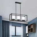 Traditional black rectangle frame pendant light dining room fixture