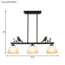 DecorBites™ Traditional White Glass Barrel Pendant Light with Birds - 3-Light Black Dining Room Island Fixture