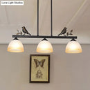 DecorBites™ Traditional White Glass Barrel Pendant Light with Birds - 3-Light Black Dining Room Island Fixture