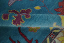 Traditional Blue and Camel Colorful Hand knotted Oushak 8.9x11.10 Wool Area Rug