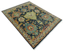 Traditional Blue and Gold Multi Sizes Antique Style Hand knotted Oushak Area Rug