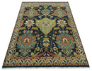 Traditional Blue and Gold Multi Sizes Antique Style Hand knotted Oushak Area Rug