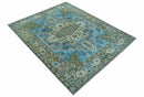 Traditional Blue And Gray Oushak Hand knotted Wool Area Rug