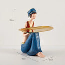 Traditional blue & red resin ornaments cute girls storage living room