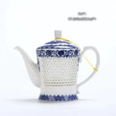 DecorBites™ Blue White Porcelain Tea Pot 660ml - Traditional Chinese Kung Fu Teaware