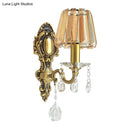 DecorBites™ Traditional Brass 1-Light Candle Wall Sconce with Clear Crystal Shade