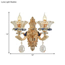 Traditional brass crystal flower wall sconce light living room bird