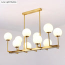 Traditional brass opal glass island pendant light dining room