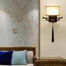 Traditional bronze floral elegant fabric wall lamp bedroom lighting