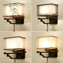 Traditional bronze floral elegant fabric wall lamp bedroom lighting