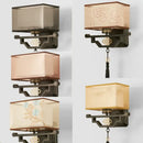 Traditional bronze floral elegant fabric wall lamp bedroom lighting