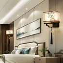 Traditional bronze floral elegant fabric wall lamp bedroom lighting