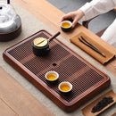 DecorBites™ Bamboo Tea Tray Dual Purpose Kung Fu Tea Set Water Storage Tea Board