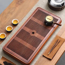 DecorBites™ Bamboo Tea Tray Dual Purpose Kung Fu Tea Set Water Storage Tea Board