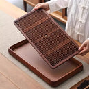 DecorBites™ Bamboo Tea Tray Dual Purpose Kung Fu Tea Set Water Storage Tea Board