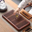 DecorBites™ Bamboo Tea Tray Dual Purpose Kung Fu Tea Set Water Storage Tea Board