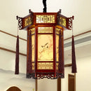 Traditional chinese carved bamboo lantern pendant lights dining room