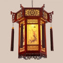 Traditional chinese carved bamboo lantern pendant lights dining room
