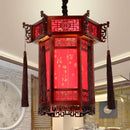 Traditional chinese carved bamboo lantern pendant lights dining room