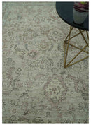 Traditional Design Beige, Brown And Pink Hand Knotted Custom Made Wool Rug