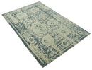 Traditional Design Charcoal and Beige 6x9 Hand Knotted wool area rug