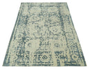Traditional Design Charcoal and Beige 6x9 Hand Knotted wool area rug
