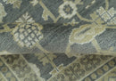 Traditional Design Charcoal And Beige 9x12 Hand Knotted Wool Area Rug