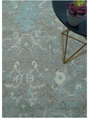 Traditional Design Gray And Beige Large 12x15 Hand Knotted Wool Rug