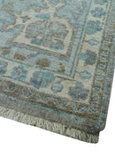 Traditional Design Gray And Beige Large 12x15 Hand Knotted Wool Rug