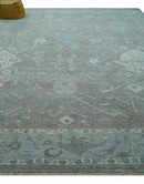 Traditional Design Gray And Beige Large 12x15 Hand Knotted Wool Rug