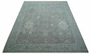 Traditional Design Gray And Beige Large 12x15 Hand Knotted Wool Rug