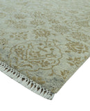 Traditional Design Ivory, Silver and Brown 7x9 Hand Knotted wool rug