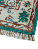 Traditional Design Teal Hand knotted 4x6 Wool Area Rug