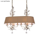 DecorBites™ Traditional Flaxen Fabric Pendant Lamp with Crystal Accents - 8-Light Island Hanging Fixture
