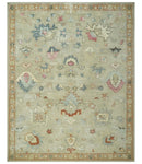 Traditional Floral 8x10 Beige Hand Tufted Oriental distressed wool area rug