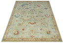 Traditional Floral 8x10 Beige Hand Tufted Oriental distressed wool area rug
