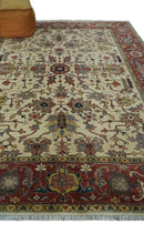 Traditional Floral Beige and Brown Vintage Style Hand knotted 8x10 wool Area Rug