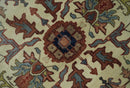 Traditional Floral Beige and Brown Vintage Style Hand knotted 8x10 wool Area Rug