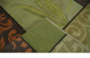 Traditional Floral Block Design Green, Brown and Rust Hand knotted 5x8 Indoor wool Area Rug