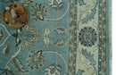 Traditional Floral Blue and Beige 8X10 Antique Style Hand Knotted Wool Rug